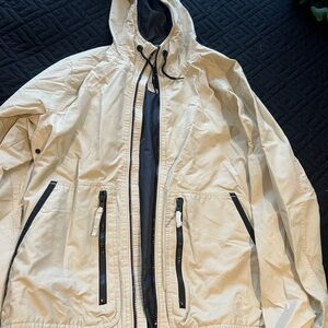 Hollister Cream Hooded Raincoat with Black Trim
